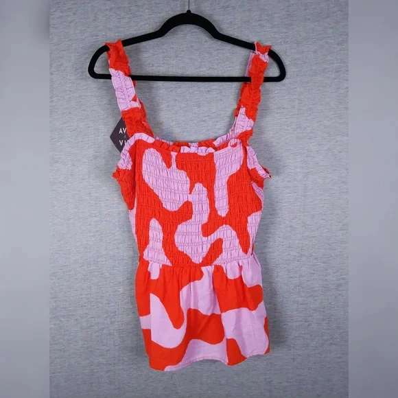 3x 👯♀️Host Pick⚡️Ava & Viv Smocked Peplum Sleeveless Top - Picture 4 of 10